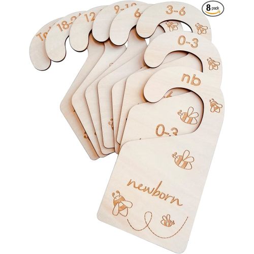 Baby Closet Size Dividers, Double-Sided Wood Baby Closet Organizer Hanging Baby Clothes Dividers Nursery Closet Organizer for Home Baby Clothes Nursery Décor