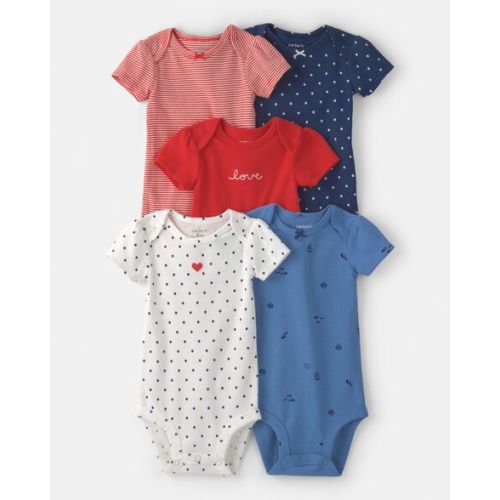 Baby Girl 5-Pack Beach Multipack Bodysuits - Red/White/Blue | Carter's