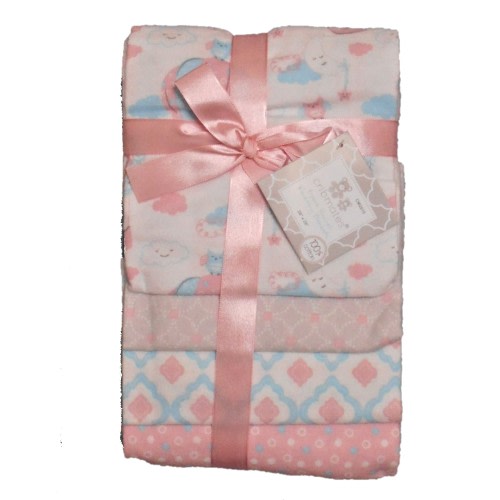 RECEIVING X4 - CRIBMATES GIRLS - AIR BALOON PINK - BLANKETS COTTON 4 PACK BABY