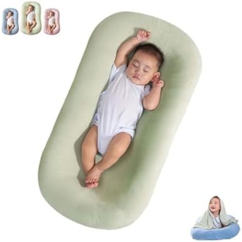 Baby Lounger 0-24 Months, Newborn Lounger Nest Sleeper, Baby Lounger for Newborn, Soft Breathable Lounger Pillow for Infants (Green, 0-12 Months)