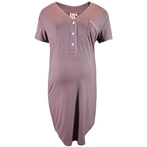 Lola & Luke Maternity Pajama Sleepshirt Short Sleeves - Pajamas for Pregnant Women’s, Pregnancy Sleep Shirt, nightgown