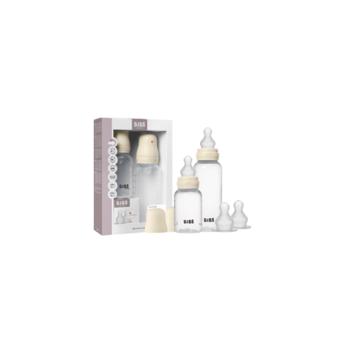 BIBS Round Silicone Grow and Flow Baby Bottle Set Ivory