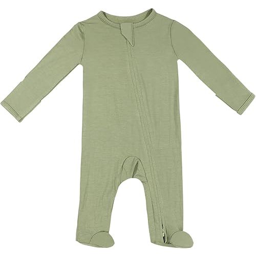 TWINOR Baby Footed Pajamas with Mittens, Soft Bamboo Viscose One-Piece Romper for Newborn Infant