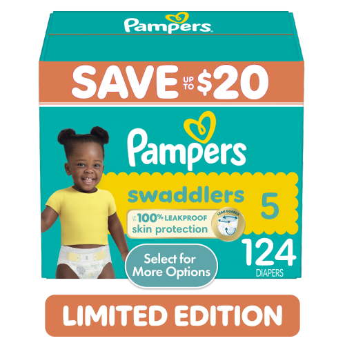 Pampers Swaddlers Baby Diapers Size 5, 124 Count (Select for More Options)