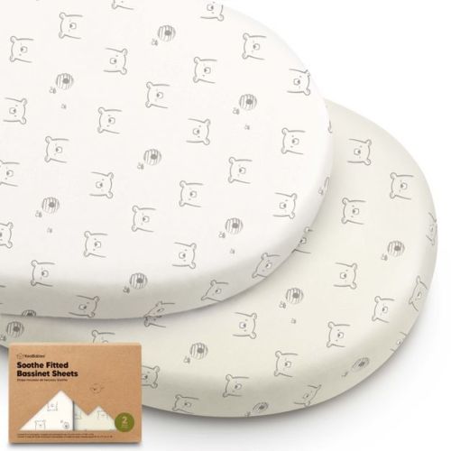 KeaBabies Organic Bassinet Sheet for Baby Girls, Boys, 2-Pack Soothe Bassinet Fitted Sheets, Bedside Bassinet Mattress Sheet