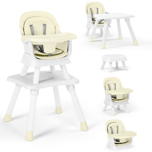 AILEEKISS 8 in 1 Baby High Chair, Toddler Dining Booster Seat for Eating, Beige