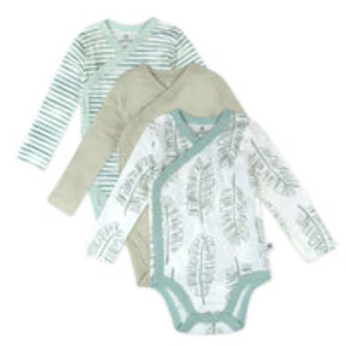 0-3 Months 3-Pack Organic Cotton Long Sleeve Side-Snap Bodysuits