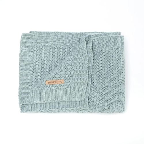 mimixiong Manta de punto para bebé, manta suave y cálida de ganchillo neutro, unisex, para niños y niñas, color azul polvoriento, 40 x 30 pulgadas