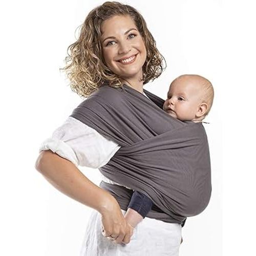 Boba Baby Wrap Carrier Newborn to Toddler - Stretchy Baby Wraps Carrier - Baby Sling - Hands-Free Baby Carrier Wrap - Baby Carrier Sling - Baby Carrier Newborn to Toddler 7-35 lbs (Organic Dark Grey)