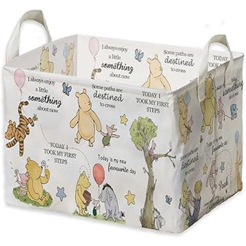 Winnie Storage Basket, The Pooh Nursery Baby Stuff, Winnie Nursery Storage Baske Storage Basket With A Waterproof PE Coating, Foldable Large Canvas Laundry Hamper Suitable For Bathroom and Bedroom