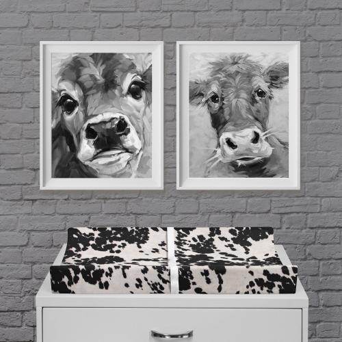 Western Boho Black Cowhide Diaper Changing Pad Cover | Stylish & Durable | Soft, Easy-Clean for Modern Nurseries | Unique Baby Shower Gift