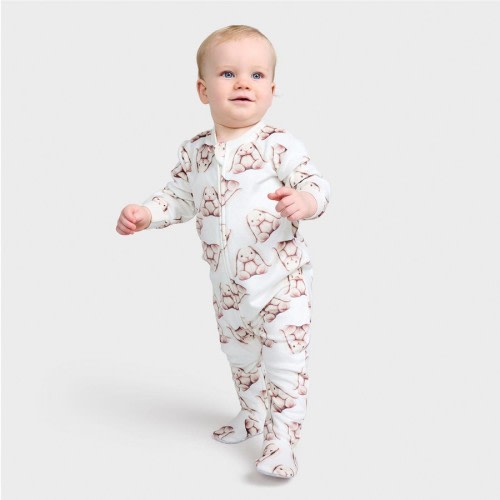 Dymples Baby Easter Bunny Print Fleece Coverall - White - Size 0