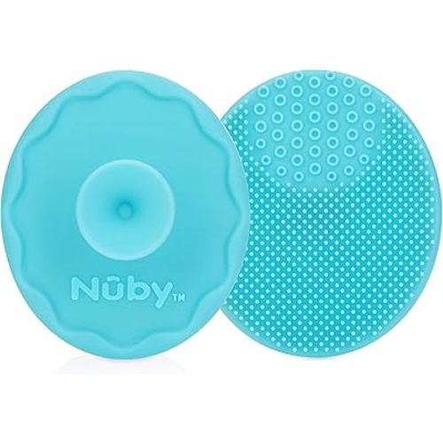 Nuby Scrubbies Silicone Bath Brush - Baby Essentials - Baby Bath Accessories - (2-Pack) Blue
