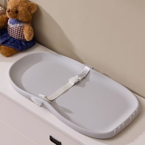 Portable EVA Baby Changing Pad Waterproof Changing Pad for Diaper Changes,Dressing,Baby Massage & Moisturizer Application,Soft & Non-Slip,Adjustable Safety Belt,Adorable Penguin Design