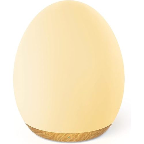JolyWell Night Light for Kids with Color Changing Mode & Dimming Function, Rechargeable Baby Egg Night Light with 1 Hour Timer&Touch Control, up to 100H, Wood Grain