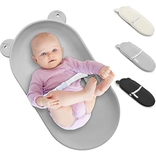 Waterproof Baby Changing Pad, Lightweight and Portable Changing Table with Strap for Changing Diaper, Dresser, Changing Table, Bed, Wipeable Changing Pad, Grey