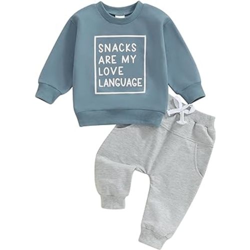 Toddler Baby Boy Fall Winter Outfit Long Sleeve Letter Print Sweatshirts and Jogger Pants Infant Boy Clothes