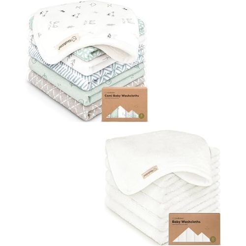 KeaBabies 6-Pack Cotton Muslin Baby Washcloths and 6-Pack Baby Washcloths - Wash Towel, Super Absorbent & Scratch-Free Rag - Soft Face Towel, Bath Towel for Kids, Newborn Bath Essentials