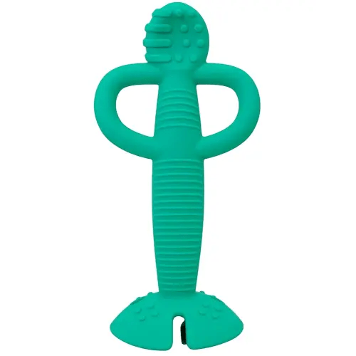 Busy Baby Teething Spoon - 2-in-1 Teether and Training Spoon for Self Feeding, Dishwasher Safe, BPA Free, Food Grade Silicone (Spearmint)