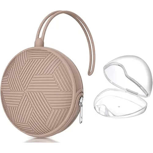 Smlpuame Pacifier Holder Case,Mothers Day Gifts for Mom BPA Free Portable Silicone Baby Pacifier Cover Pouch for Diaper Bag Stroller,Travel Outdoor Activities,Easy to Clean(Blush)