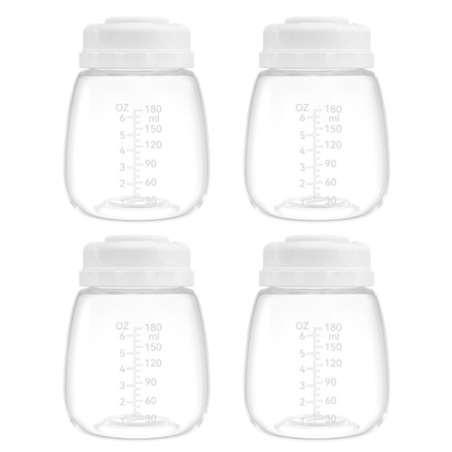 Milk Storage Bottle and Collection Bottle, Compatible with Spectra S1, S2, Motif Luna, Cimilre, Ameda MYA Pumps, Replace Spectra Bottles Wide-Mouth Bottles, 4 pc (6oz/180ml)