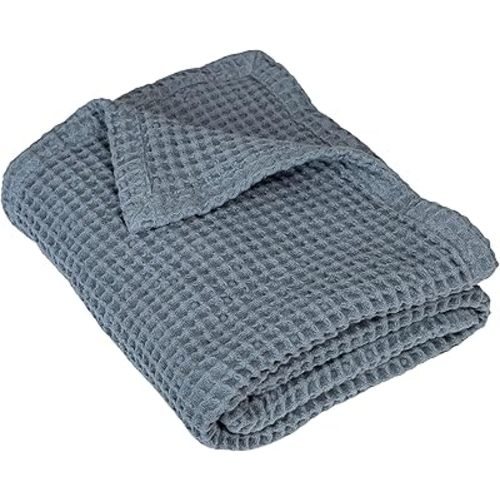 Cotton Gray Baby Waffle Blankets - Lightweight Waffle Knit Baby Blanket - Gender Neutral 100% Cotton Baby Baby Crib Blankets - Extra Large Baby Blankets - 36”x42” (Gray)