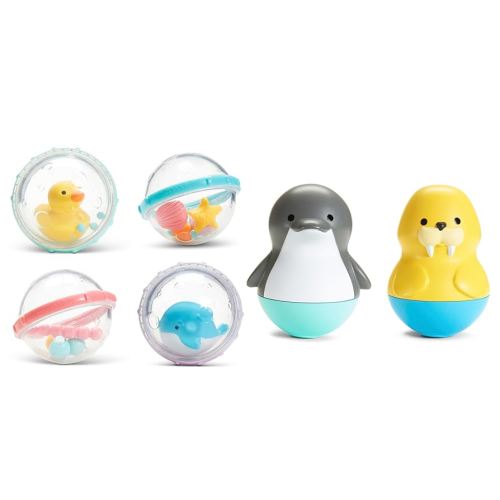 Munchkin® Float & Play BubblesTM Baby Bath Toy, 4 Count and Mold Free Bath Bobbers, Walrus & Dolphin