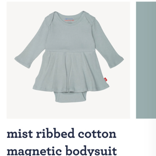 mist ribbed cotton magnetic bodysuit dress – Magnetic Me