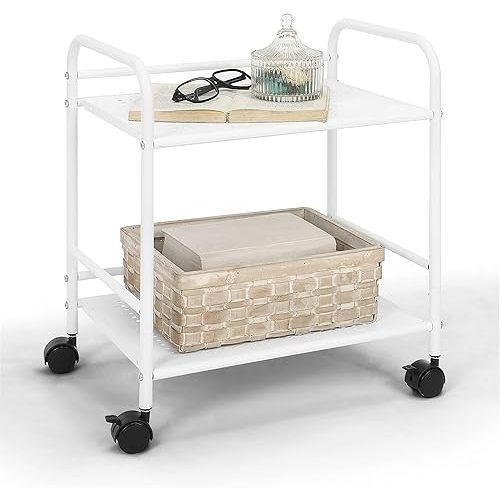 SunnyPoint Minimalist Style Utility Rolling Shelf Cart (WHT)