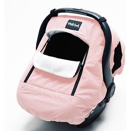 Milk Snob Pink Winter Baby Car Seat Cover - Waterproof, Windproof, Fleece Lining - Universal Fit