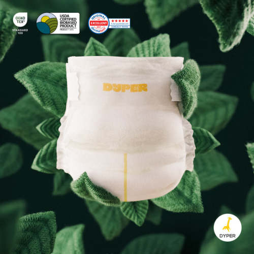 Dyper Bamboo Diapers, Newborn, Pack of 34