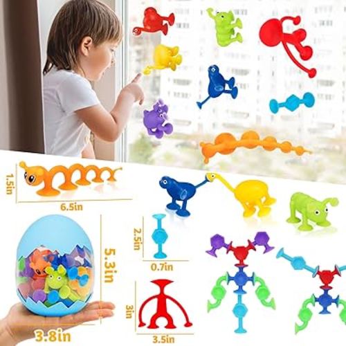 Amazon.com: 32 PCS Suction Cup Toys Kids Bath Toy Party Favor Goody Prize Filler Stuffer End of Student Gift for 2+ 3 4 5 Year Old Boy Girl Toddler Travel Toy Sensory Window Water Table Toy with Eggshell Storage : Toys & Games