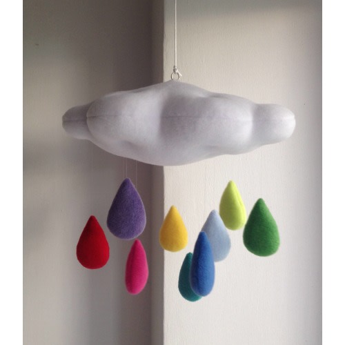 Rainbow Cloud, Crib baby mobile, Cloud mobile