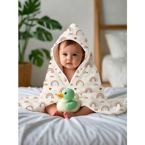1PC Hooded Baby Towels For Newborn 100% Muslin Baby Bath Towel With Hood For Babies, Infant, Toddler And Kids, Large 34x34Inch, Soft And Absorbent Newborn Essential | SHEIN USA
