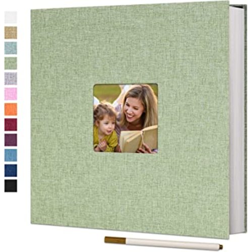 Vienrose Large Photo Album Self Adhesive for 4x6 8x10 10x12 Pictures Linen Scrapbook Album DIY 40 Blank Pages with A Metallic Pen