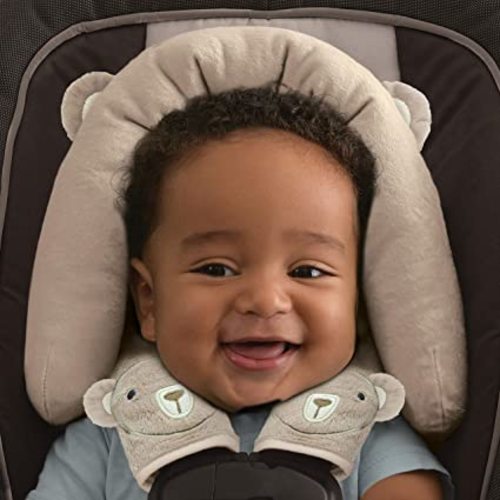 Travel Bug Baby & Toddler 3-Piece Head Support & Strap Covers Set for Car Seats, Strollers & Bouncers - Bear