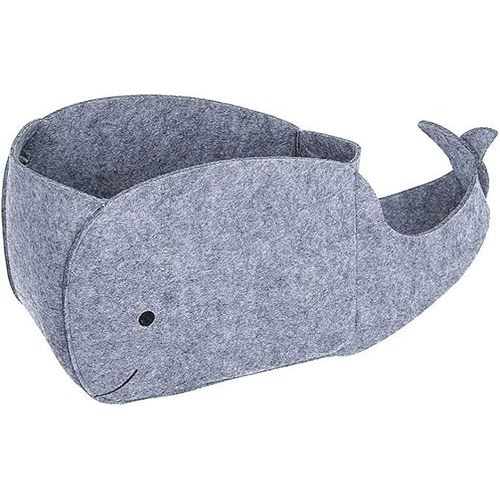 STOBOK Felt Storage Bin, Whale Shaped Storage Basket Fabric Foldable Storage Bin Sundries Organizer Toy Storage Bin for Home Nursery Toys Container