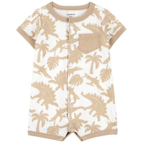 Baby Dinosaur Snap-Up Cotton Romper - Style,Multi