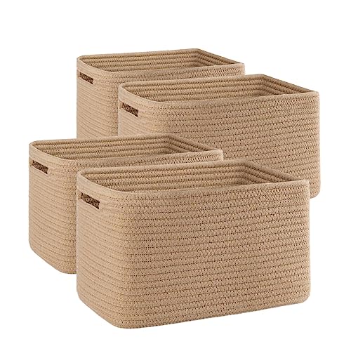 SIXDOVE 4 Pack Storage Baskets for Organizing, Woven Baskets for Shelves - Perfect for Toys, Books, Towels, and Clothes, Durable Gift Basket Bins Toy Storage, 12.7''L x9''W x7.8''H, Jute