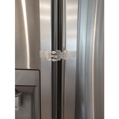 LockingStraps with a CENTER LOCK Multi Use Baby Toddler Child Children Self Adhesive Safety Latches for Refrigerator Fridges Freezers and Cabinets, Clear, 2 Count