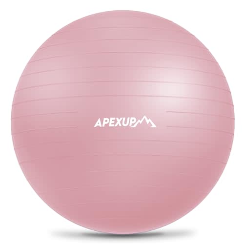 APEXUP Yoga Ball Exercise Ball Anti Slip Heavy Duty for Fitness, Balance & Core Workout, Balance Training, Pregnancy & Physical Therapy, 5 Sizes