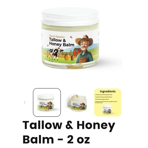 Tallow & Honey Balm Moisturizer Cream All Purpose Grass Fed Beef – Based Supplies