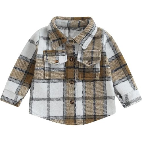 MERSARIPHY Baby Boy Flannel Shirt Toddler Plaid Shirt Baby Button Down Jacket Coat Infant Fall Outfits