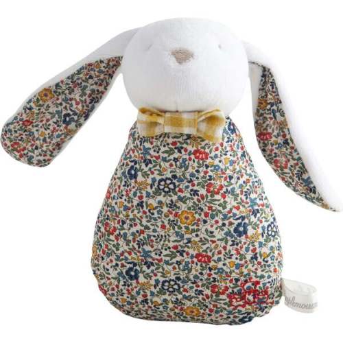 Rabbit Rattle Liberty Bud, Blue And Floral - Pamplemousse Peluches | Maisonette