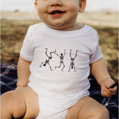 Funny Skeletons Bodysuit, Cute Skeleton Bodysuit, Baby Girl Bodysuit, Dancing Skeleton Bodysuit, Baby Boy Bodysuit, Halloween Gift