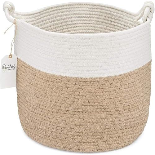 Parker Baby Nursery Storage Basket - Rope Storage Bin and Organizer for Laundry, Toys and Baby Blankets