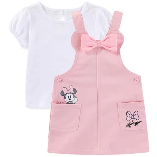 Disney Minnie Mouse Baby Girls Twill Jumper Dress and Jersey Top for Infants