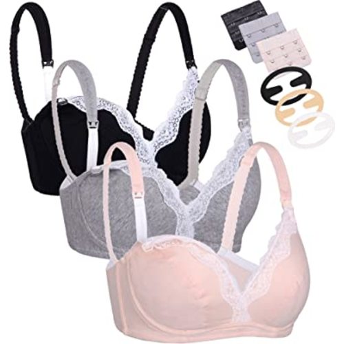 CAKYE 3 Pack Women's Underwire Maternity Nursing Bra Cotton Breastfeeding Bras