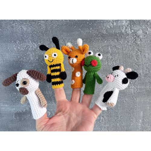 Organic Farm Animal Finger Puppet,Crochet Finger puppets, Handmade Finger Puppets Toy