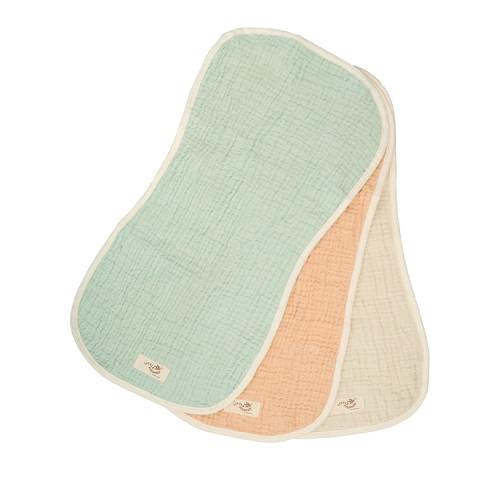 Little Fishies Gauze Burping Cloth Bundle - 3 Pack - Seafoam / Peach Fuzz / Natural